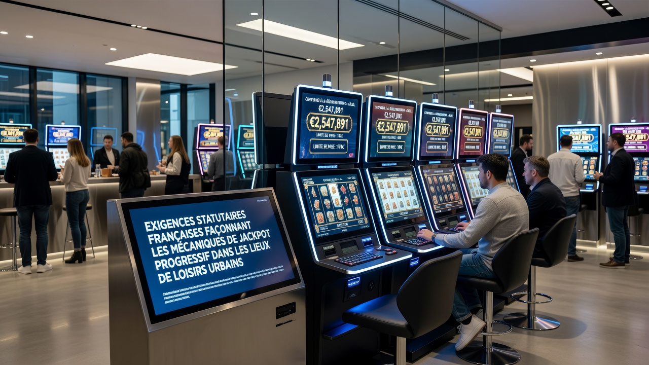 Close-up of progressive jackpot display panels in a regulated French gaming facility